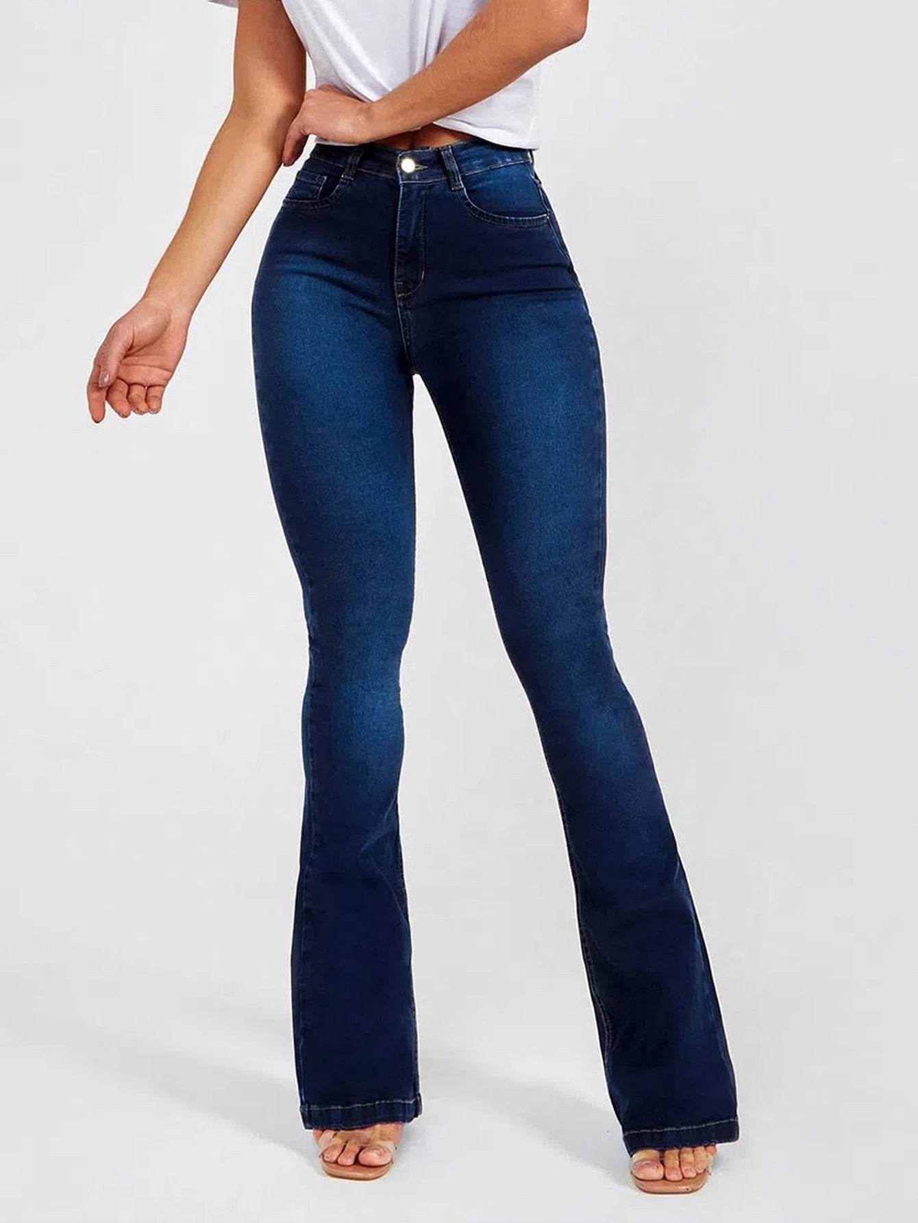 High Waist Slim Stretch Women's Jeans - Bootcut & Distressed Style - Buy Center