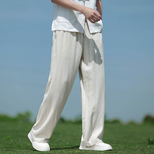 Buycenter Men's Casual Trousers - Loose Straight Fit for Spring & Summer - Buy Center
