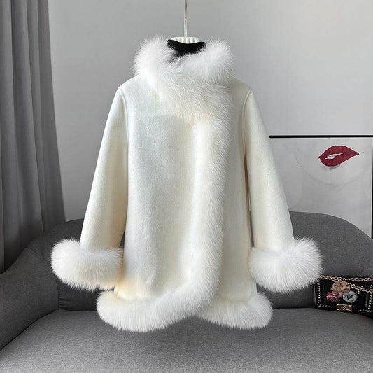 Socialite Cloak Women's Reversible Fur Jacket - Stylish Mid-Length Coat - Buy Center