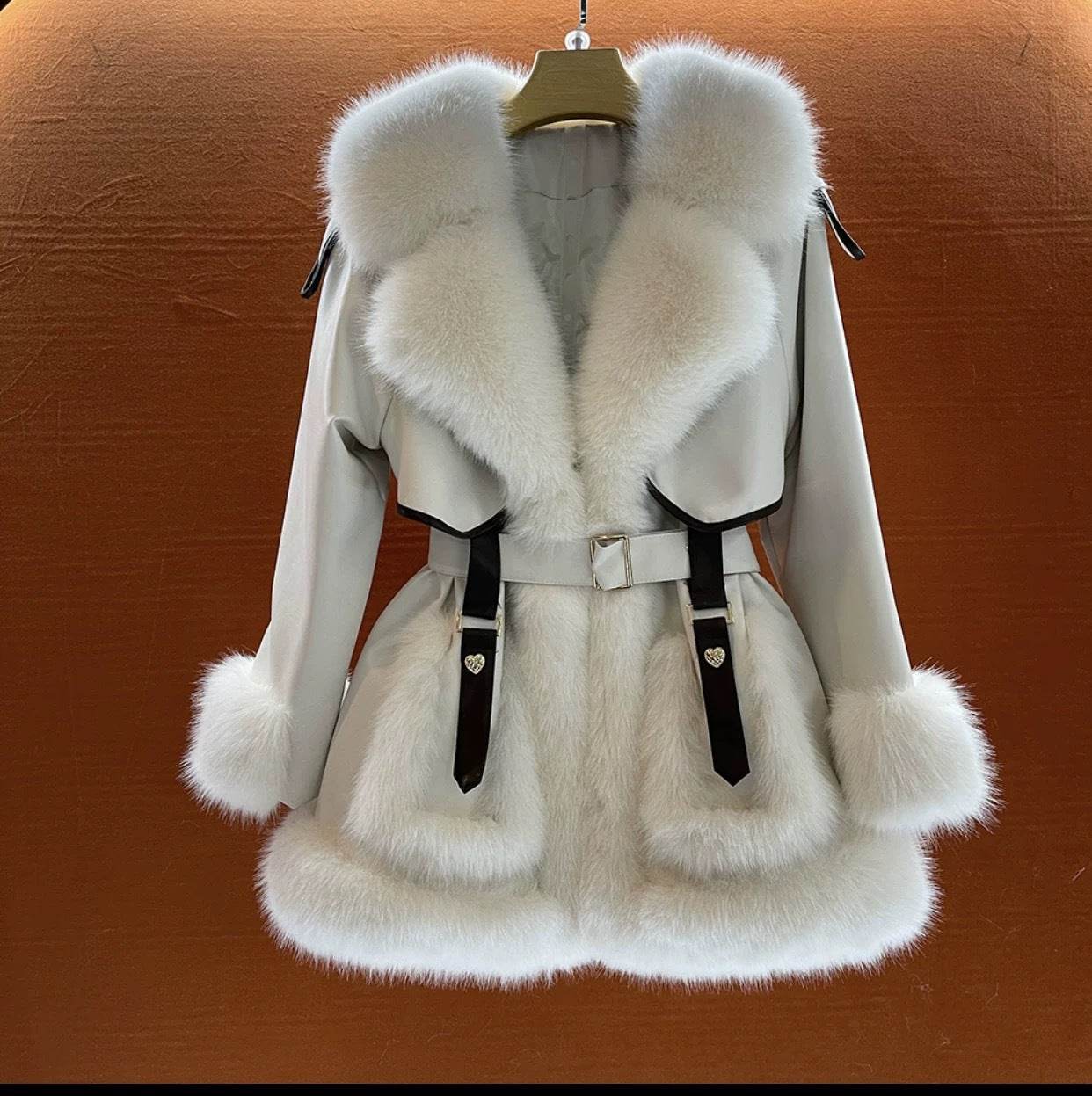 Elegant Big Fur Collar Coat - Luxurious Faux Fur Winter Wear for Women - Buy Center