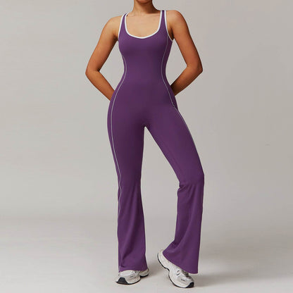 Stylish Hollow Back Yoga Jumpsuit - Breathable Comfort for Dance & Fitness - Buy Center