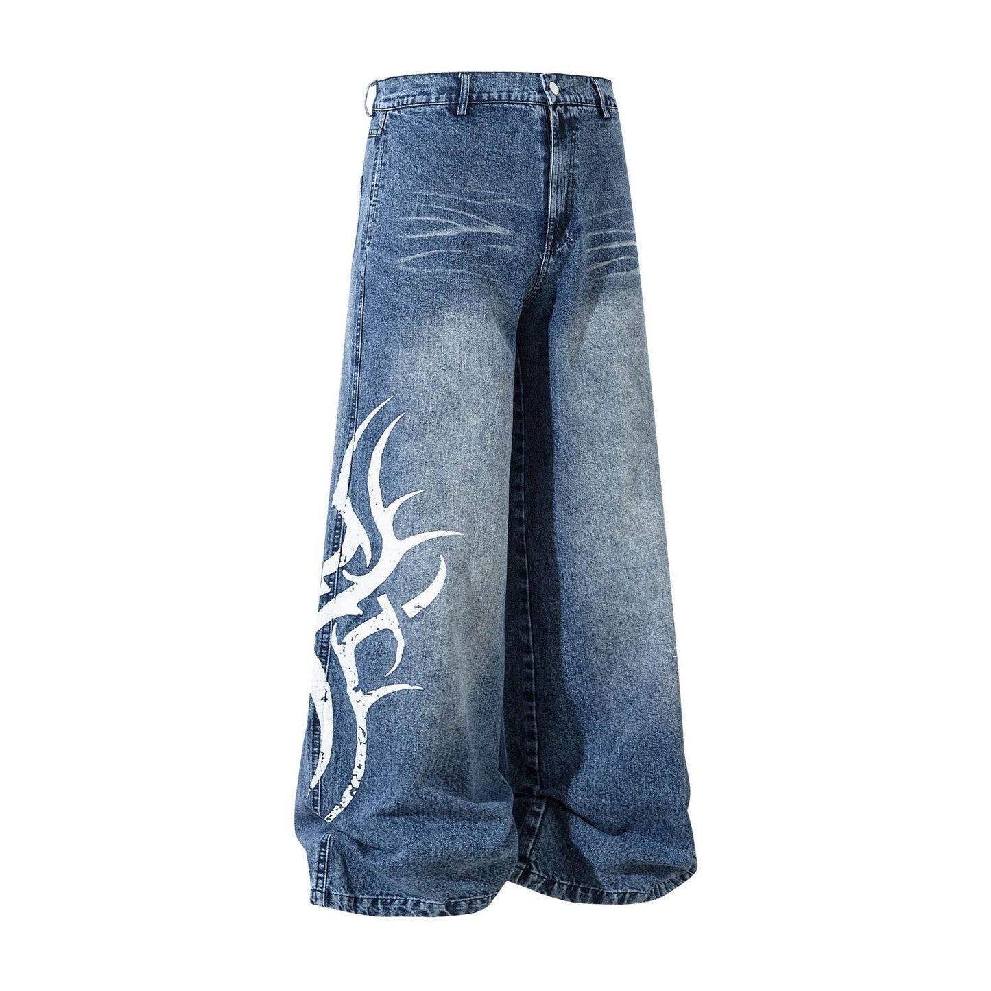 Men's Thorn Printed Washed Jeans - Trendy High Street Style for Comfort - Buy Center