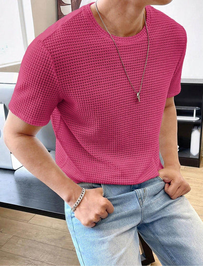 Men's Casual Loose Short Sleeve Tee - Solid Color, Comfortable Fit - Buy Center