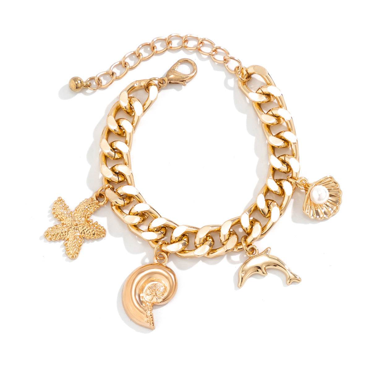 Boho Dolphin Starfish Choker Necklace & Bracelet Set - Trendy Vintage Style - Buy Center