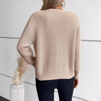 Vintage Women's Sweater Coat - Single-Breasted Warmth in Khaki/Gray - Buy Center