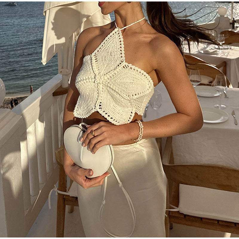 Halter Lace-Up Flower Top - Trendy and Stylish for Young Women 2025 - Buy Center