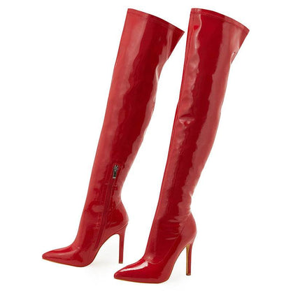 Buycenter Women's Over Knee Boots - Super High Stiletto Heels, Zipper Design - Buy Center