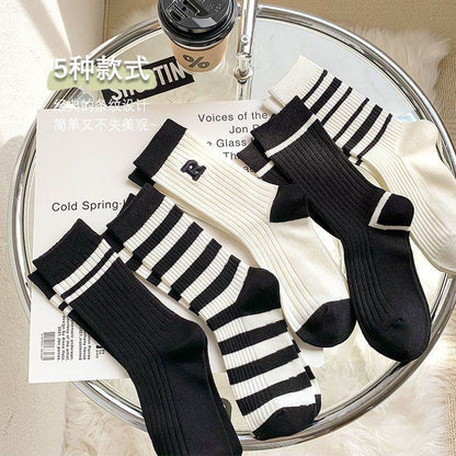 Cute Brown Striped Couple Socks - Cozy Autumn & Winter Essentials - Buy Center