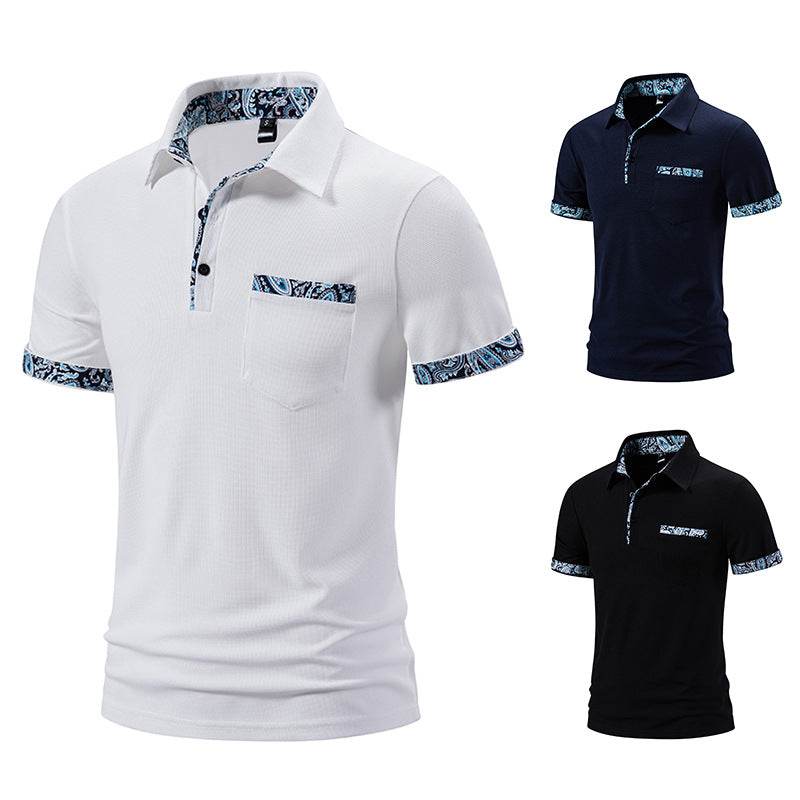 Men's Paisley Color Lapel Short-Sleeve T-Shirt - Stylish Casual Fit 2025 - Buy Center