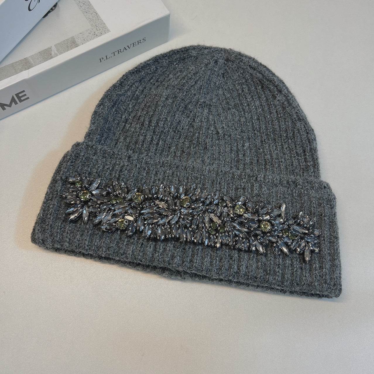 Women's Stylish Rhinestone Woolen Cap - Trendy Autumn & Winter Essential - Buy Center