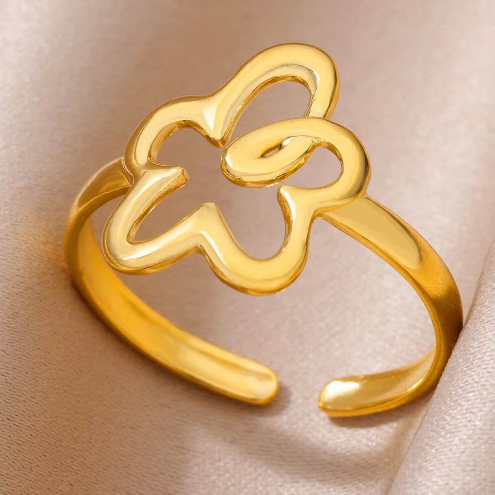 Buy Center Copper Inlaid Zircon Ring - Elegant Open Design for Women - Buy Center