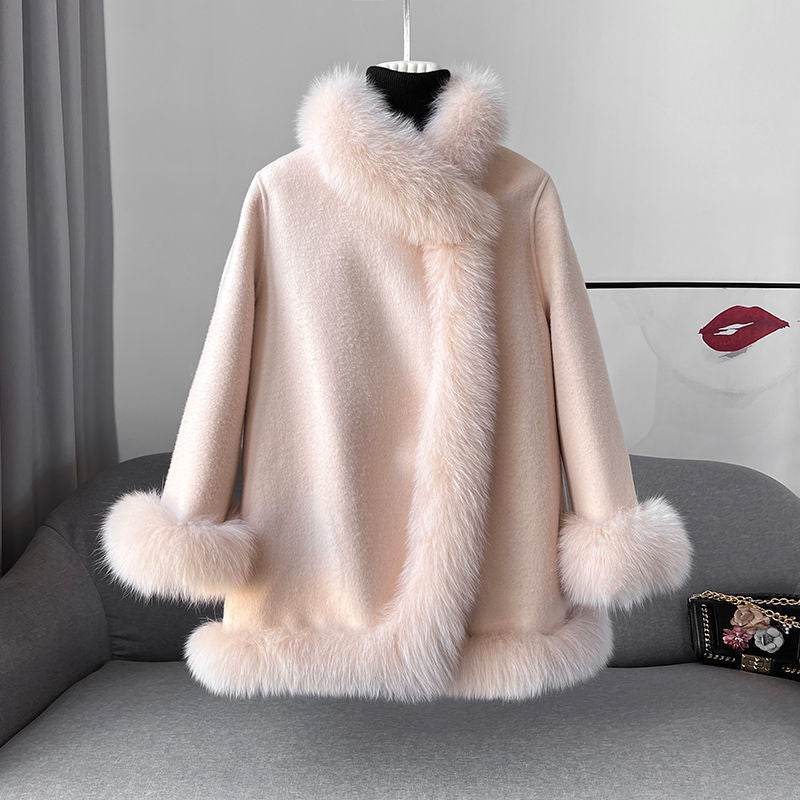 Socialite Cloak Women's Reversible Fur Jacket - Stylish Mid-Length Coat - Buy Center
