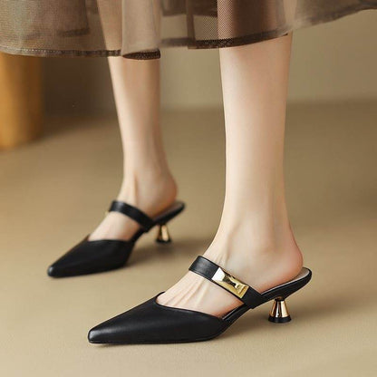 Buycenter Trendy Pointed-Toe Mules - Stylish High Heel Slippers for Women - Buy Center