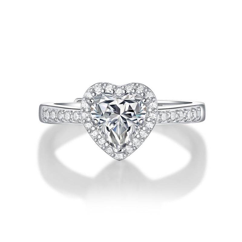 Buy Center Women's Heart-Shaped Moissanite Ring - Adjustable Copper Design - Buy Center