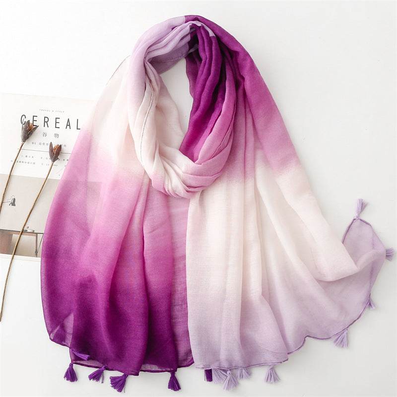 Gradient Travel Scarf - Lightweight Silk Wrap for Sun Protection & Style - Buy Center
