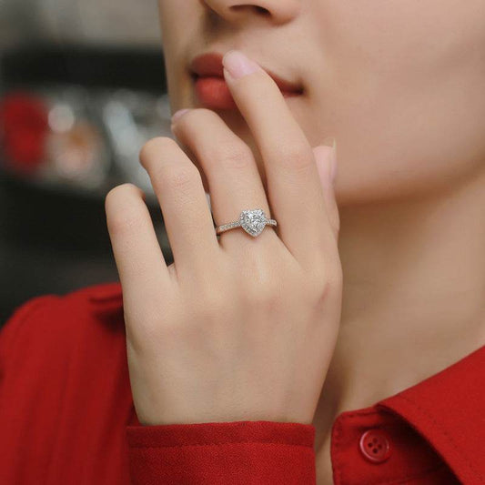 Buy Center Women's Heart-Shaped Moissanite Ring - Adjustable Copper Design - Buy Center