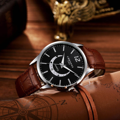 Men's Fashion Quartz Watch - Genuine Leather Strap, Stylish & Durable - Buy Center
