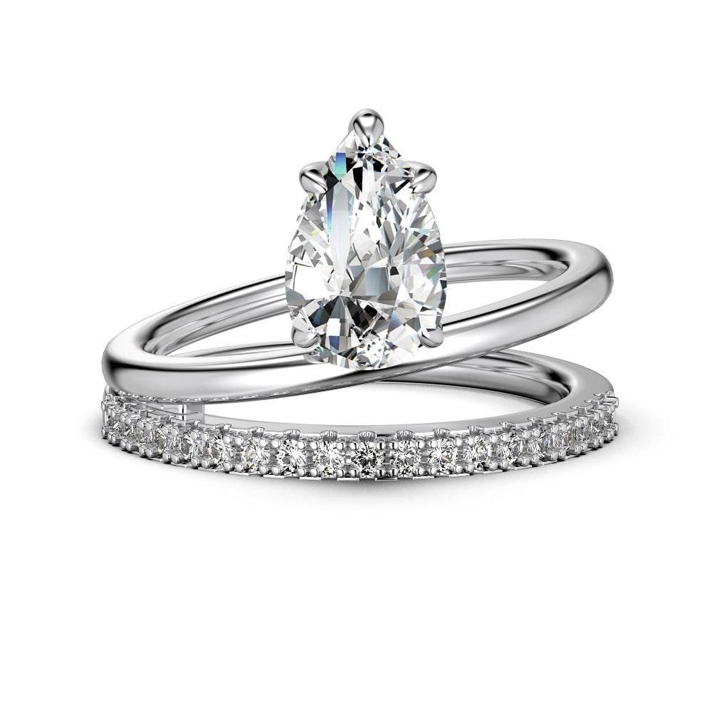 Buycenter S925 Sterling Silver Pear-Shaped Rhinestone Ring - Affordable Luxury - Buy Center