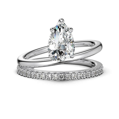 Buycenter S925 Sterling Silver Pear-Shaped Rhinestone Ring - Affordable Luxury - Buy Center