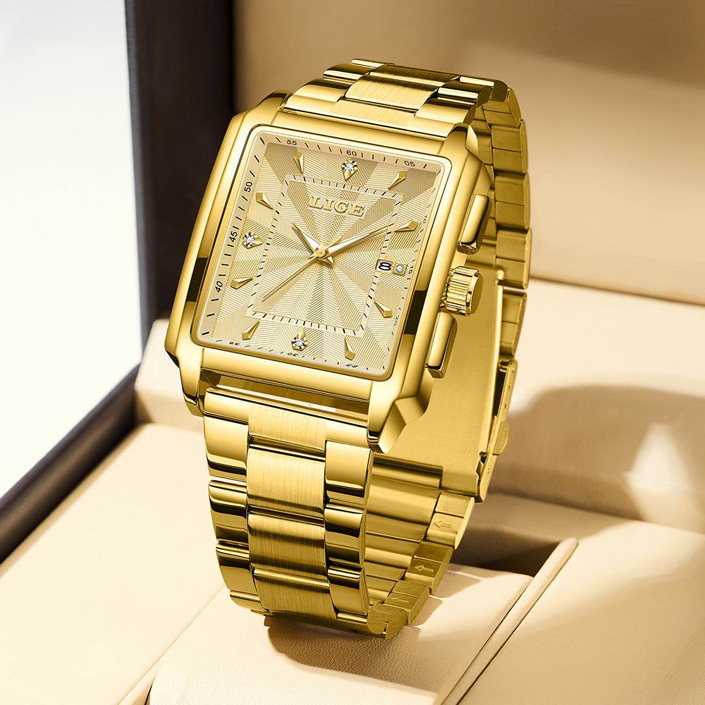 Buycenter Men's Square Dial Steel Belt Watch - Stylish and Modern Design - Buy Center