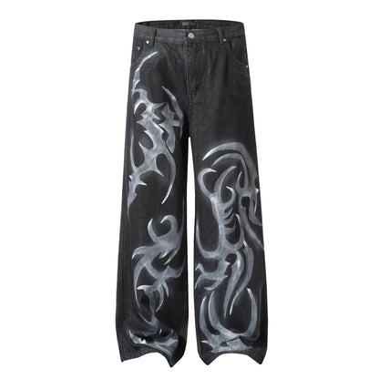 American Retro Loose Jeans for Men - Vintage Washed Black Style 2025 - Buy Center