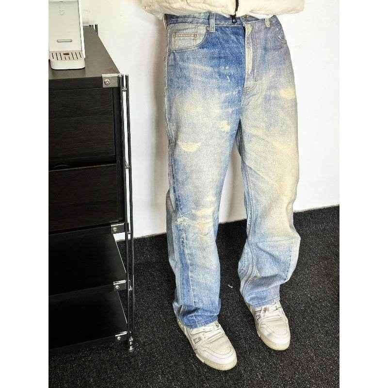Light Blue Distressed Jeans for Men - Modern Style & Comfort
