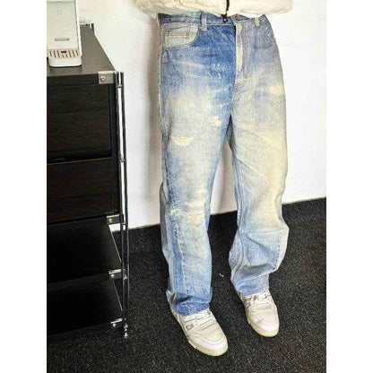 Light Blue Distressed Jeans for Men - Modern Style & Comfort