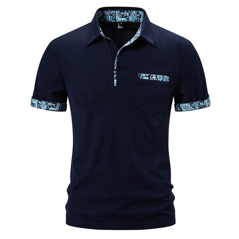 Men's Paisley Color Lapel Short-Sleeve T-Shirt - Stylish Casual Fit 2025 - Buy Center