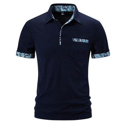 Men's Paisley Color Lapel Short-Sleeve T-Shirt - Stylish Casual Fit 2025 - Buy Center