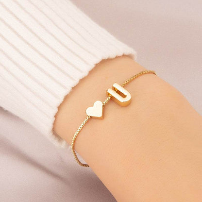 Cute Love Heart Bracelet - Personalized Couple Gift with English Letters - Buy Center