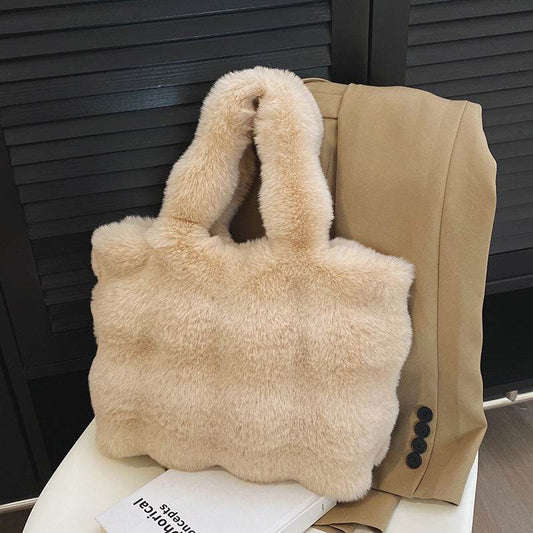 Ladies Plush Tote Bag - Stylish Large Capacity Shoulder Bag 2025 - Buy Center