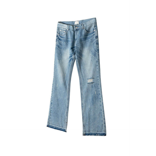 Paris Style Bootleg Pants - Lightning Pattern Wash Split Jeans for Men - Buy Center