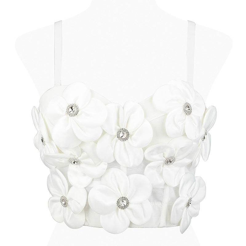 New Dopamine Floral Rhinestone Bandeau Top - Stylish Women's Sling Camis 2025 - Buy Center