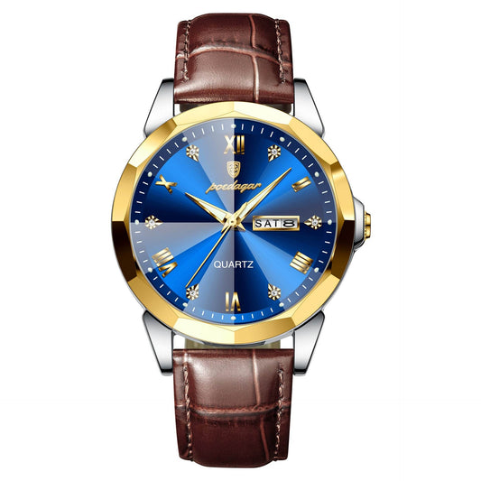 Buy Center Men's Waterproof Luminous Quartz Watch - Stylish Belt Design - Buy Center