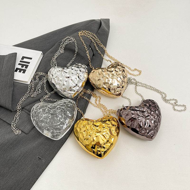 Buycenter Heart-Shaped Acrylic Messenger Bag - Shiny & Trendy Crossbody - Buy Center