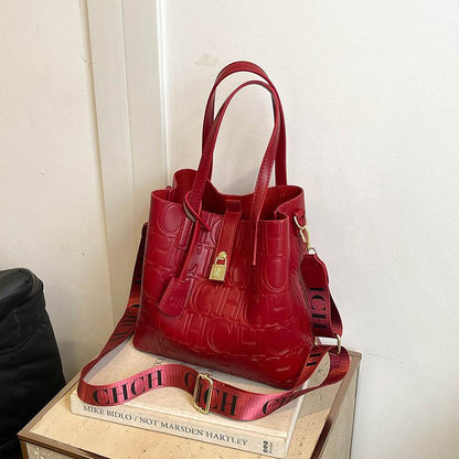 Buycenter Retro One-Shoulder Bucket Bag - Solid Color, Fashionable Design - Buy Center
