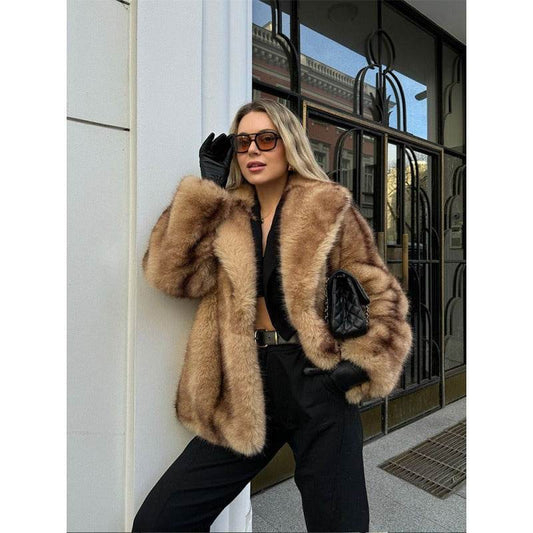 Street Fur Coat for Women - Cozy Short Brown Top, Modern Style 2025 - Buy Center