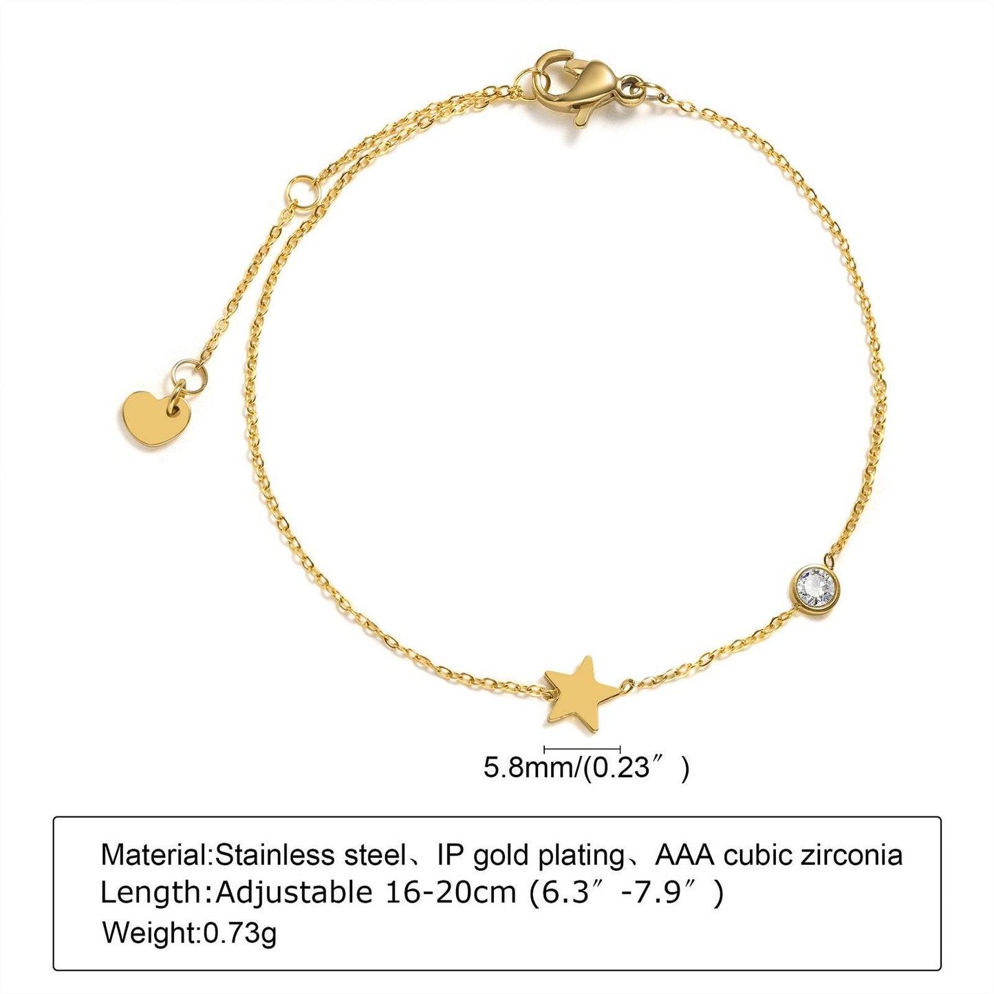 Buy Center Stainless Steel Thin Bracelet - Sun, Moon & Star Design - Buy Center