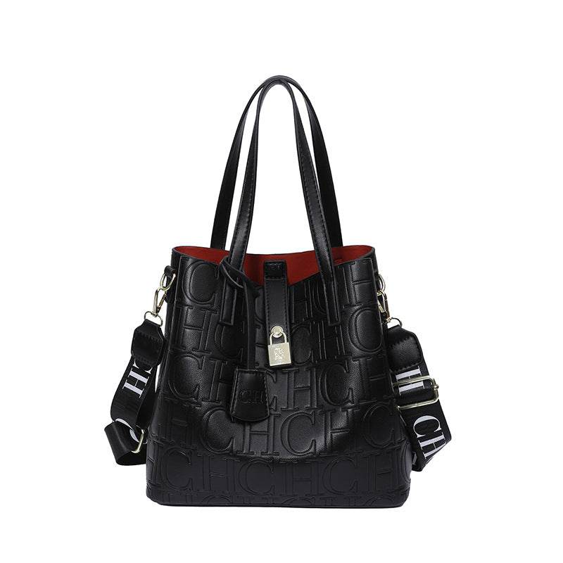 Buycenter Retro One-Shoulder Bucket Bag - Solid Color, Fashionable Design - Buy Center