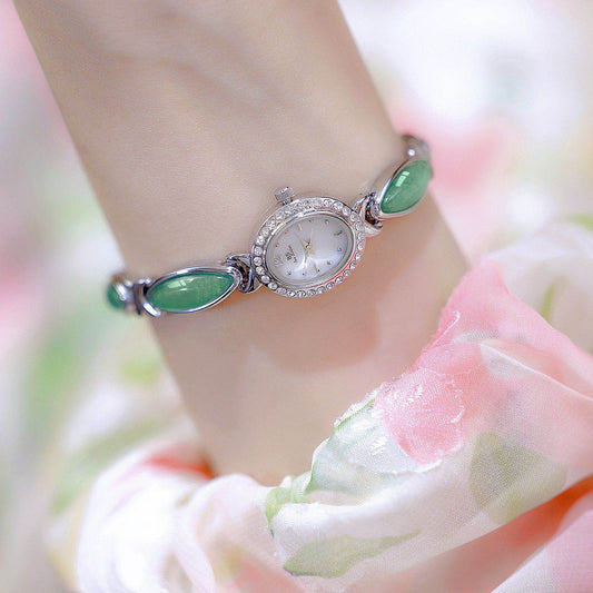 Buy Center Women's Premium Jade Chain Watch - Stylish Aventurine Design - Buy Center