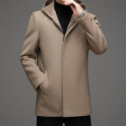 Men's Hooded Reversible Woolen Coat - Stylish Thickened Winter Parka - Buy Center