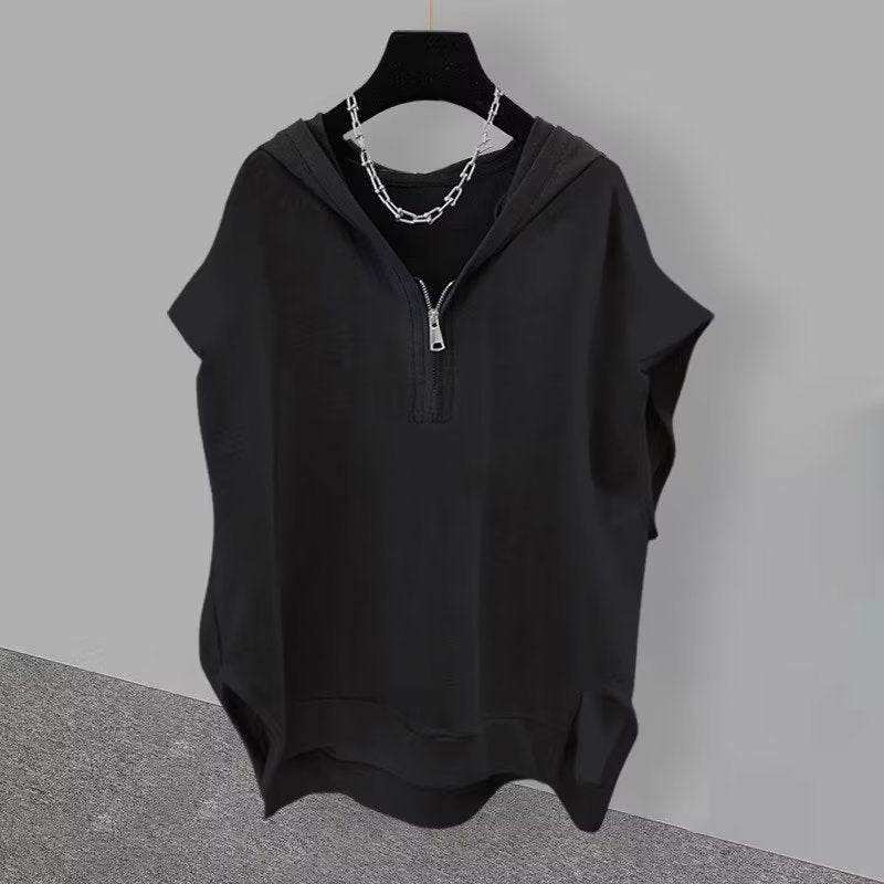 Men's Zipper Sleeveless T-Shirt - Solid Color Summer Fashion Comfort - Buy Center