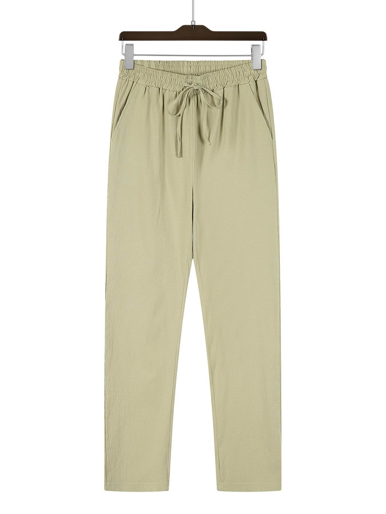 Men's Casual Straight Pants - Mid Waist, Micro-Elastic, Bamboo Fiber - Buy Center
