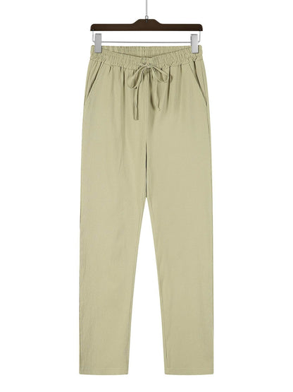 Men's Casual Straight Pants - Mid Waist, Micro-Elastic, Bamboo Fiber - Buy Center