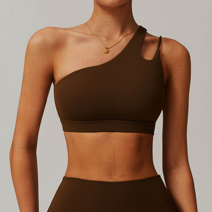 Buycenter One-Shoulder Yoga Bra - Irregular Strap, Lightweight Comfort - Buy Center