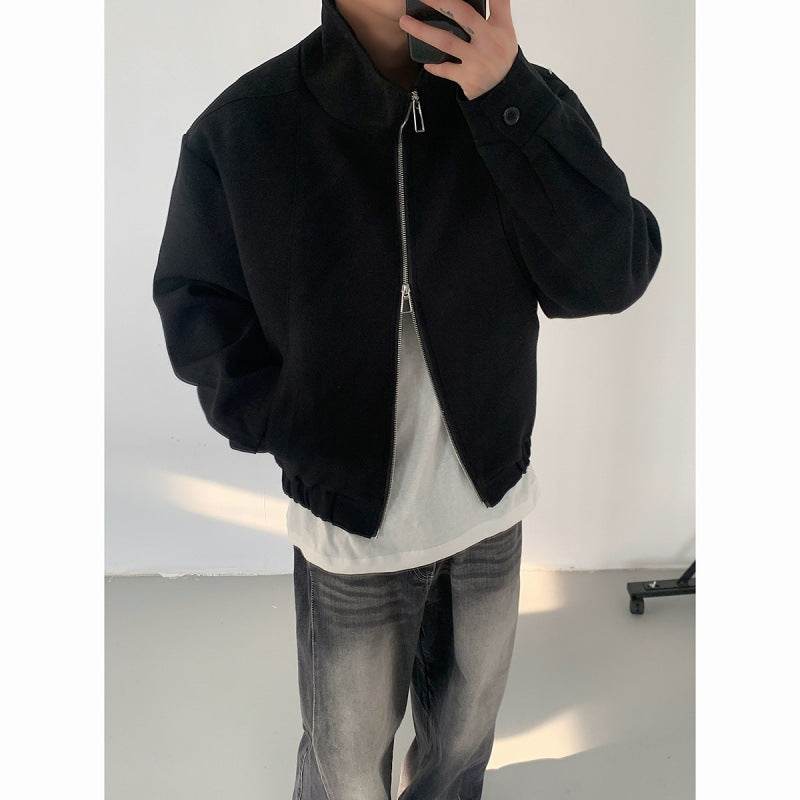 Autumn Minimalist Couple Jacket - Stylish Loose Fit, Gray & Black Design - Buy Center