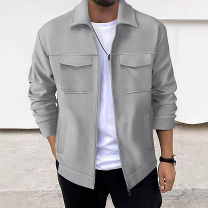 Buycenter Men's Casual Zipper Jacket - Stylish Khaki, Black, Gray, White - Buy Center