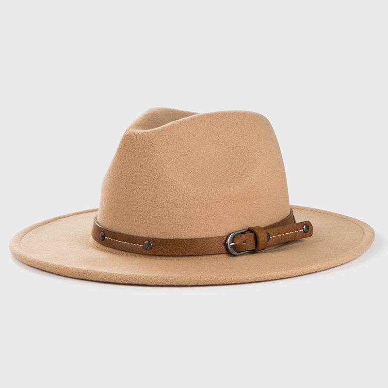 Big Brim Jazz Cowboy Hat - Stylish Women's Hat with Monochrome Belt - Buy Center