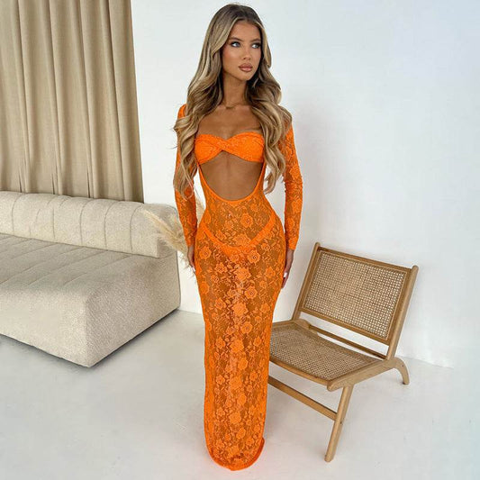 Buycenter Summer Solid Color Hollow Dress - High-Waisted Jumpsuit in 4 Colors - Buy Center