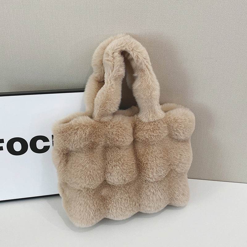 Ladies Plush Tote Bag - Stylish Large Capacity Shoulder Bag 2025 - Buy Center